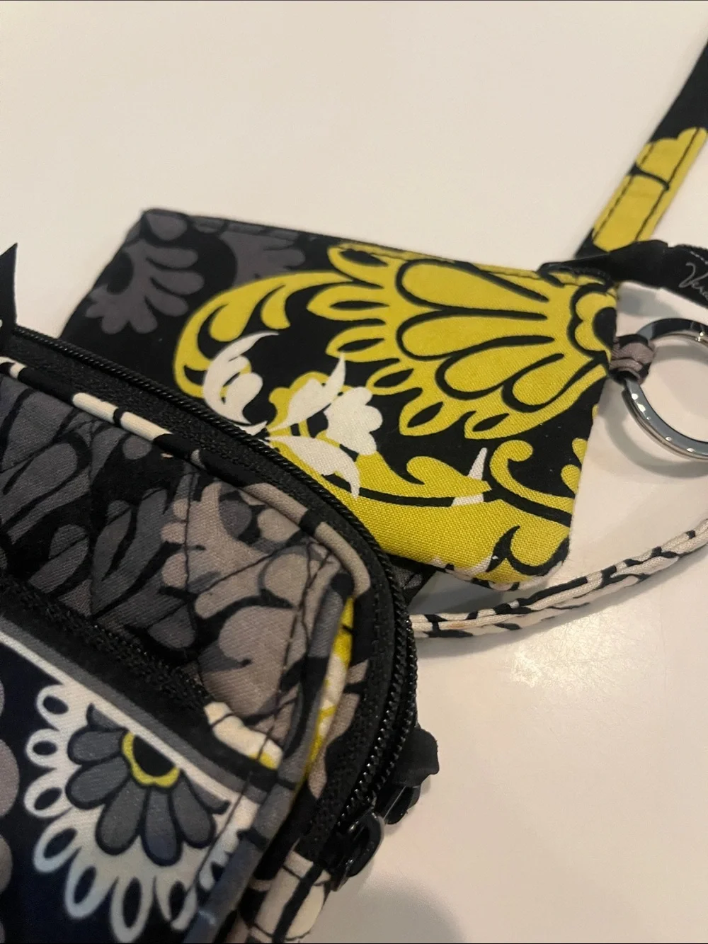 Vera Bradley Black Yellow Gray Floral Quilted Crossbody
